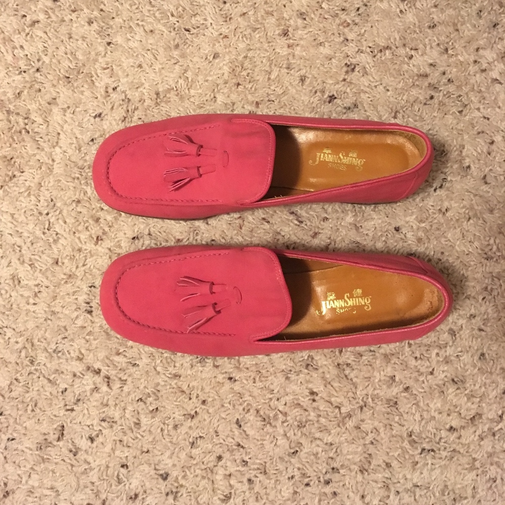 Vintage men's pink suede loafer shoes